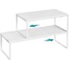 imageSONGMICS Spice Rack Expandable Kitchen Countertop Shelf Small Cupboard Organizer Metal SpaceSaving Tabletop Shelf Matte White UKCS007W01Matte White