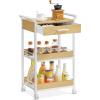 imageVASAGLE Storage Cart 3Tier Rolling Utility Cart with Table Top Handles 4 Lockable Casters Top Drawer Mesh Shelves for Kitchen Bathroom Bedroom Rustic Brown and Ink Black ULRC048K01Golden Oak  Cloud White