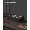 imageSONGMICS 10Slot Watch Box Solid Wood Organizer With Glass Lid Display Case With Removable Pillows Gift for Loved Ones Ebony Black UJOW100B01Ebony Black