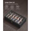 imageSONGMICS 10Slot Watch Box Solid Wood Organizer With Glass Lid Display Case With Removable Pillows Gift for Loved Ones Ebony Black UJOW100B01Ebony Black
