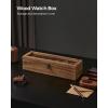 imageSONGMICS 10Slot Watch Box Solid Wood Organizer With Glass Lid Display Case With Removable Pillows Gift for Loved Ones Ebony Black UJOW100B01Rustic Walnut