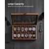 imageSONGMICS 10Slot Watch Box Solid Wood Organizer With Glass Lid Display Case With Removable Pillows Gift for Loved Ones Ebony Black UJOW100B01Rustic Walnut
