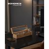 imageSONGMICS 10Slot Watch Box Solid Wood Organizer With Glass Lid Display Case With Removable Pillows Gift for Loved Ones Ebony Black UJOW100B01Rustic Walnut