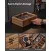 imageSONGMICS 10Slot Watch Box Solid Wood Organizer With Glass Lid Display Case With Removable Pillows Gift for Loved Ones Ebony Black UJOW100B01Rustic Walnut
