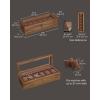 imageSONGMICS 10Slot Watch Box Solid Wood Organizer With Glass Lid Display Case With Removable Pillows Gift for Loved Ones Ebony Black UJOW100B01Rustic Walnut