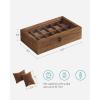 imageSONGMICS 10Slot Watch Box Solid Wood Organizer With Glass Lid Display Case With Removable Pillows Gift for Loved Ones Ebony Black UJOW100B01Rustic Walnut