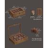 imageSONGMICS 10Slot Watch Box Solid Wood Organizer With Glass Lid Display Case With Removable Pillows Gift for Loved Ones Ebony Black UJOW100B01Rustic Walnut