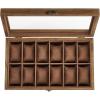 imageSONGMICS 10Slot Watch Box Solid Wood Organizer With Glass Lid Display Case With Removable Pillows Gift for Loved Ones Ebony Black UJOW100B01Rustic Walnut