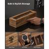 imageSONGMICS 10Slot Watch Box Solid Wood Organizer With Glass Lid Display Case With Removable Pillows Gift for Loved Ones Ebony Black UJOW100B01Rustic Walnut