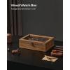 imageSONGMICS 10Slot Watch Box Solid Wood Organizer With Glass Lid Display Case With Removable Pillows Gift for Loved Ones Ebony Black UJOW100B01Rustic Walnut