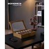 imageSONGMICS 10Slot Watch Box Solid Wood Organizer With Glass Lid Display Case With Removable Pillows Gift for Loved Ones Ebony Black UJOW100B01Rustic Walnut