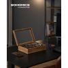 imageSONGMICS 10Slot Watch Box Solid Wood Organizer With Glass Lid Display Case With Removable Pillows Gift for Loved Ones Ebony Black UJOW100B01Rustic Walnut