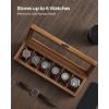 imageSONGMICS 10Slot Watch Box Solid Wood Organizer With Glass Lid Display Case With Removable Pillows Gift for Loved Ones Ebony Black UJOW100B01Rustic Walnut