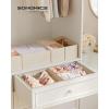 imageSONGMICS Drawer OrganizerDresser Drawer Organizers Set of 12 Foldable Fabric Storage Bins for Socks Underwear Bras Ties Scarves Cloud White URDZ006W02Sand Beige
