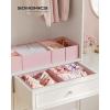 imageSONGMICS Drawer OrganizerDresser Drawer Organizers Set of 12 Foldable Fabric Storage Bins for Socks Underwear Bras Ties Scarves Cloud White URDZ006W02Jelly Pink