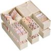 imageSONGMICS Drawer OrganizerDresser Drawer Organizers Set of 12 Foldable Fabric Storage Bins for Socks Underwear Bras Ties Scarves Cloud White URDZ006W02Sand Beige