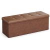 imageSONGMICS MAZIE Collection  43 Inches Folding Storage Ottoman Bench Ottoman with Storage Foot Rest Stool Load 660 lb for Living Room Synthetic Leather White ULSF702Coffee Brown