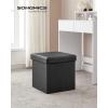 imageSONGMICS MAZIE Collection  43 Inches Folding Storage Ottoman Bench Ottoman with Storage Foot Rest Stool Load 660 lb for Living Room Synthetic Leather White ULSF702Black