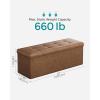imageSONGMICS MAZIE Collection  43 Inches Folding Storage Ottoman Bench Ottoman with Storage Foot Rest Stool Load 660 lb for Living Room Synthetic Leather White ULSF702Coffee Brown