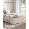 imageSONGMICS MAZIE Collection  43 Inches Folding Storage Ottoman Bench Ottoman with Storage Foot Rest Stool Load 660 lb for Living Room Synthetic Leather White ULSF702Cream White