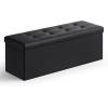 imageSONGMICS MAZIE Collection  43 Inches Folding Storage Ottoman Bench Ottoman with Storage Foot Rest Stool Load 660 lb for Living Room Synthetic Leather White ULSF702Black