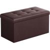 imageSONGMICS MAZIE Collection  43 Inches Folding Storage Ottoman Bench Ottoman with Storage Foot Rest Stool Load 660 lb for Living Room Synthetic Leather White ULSF702Brown