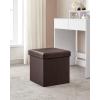 imageSONGMICS MAZIE Collection  43 Inches Folding Storage Ottoman Bench Ottoman with Storage Foot Rest Stool Load 660 lb for Living Room Synthetic Leather White ULSF702Brown