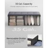 imageSONGMICS MAZIE Collection  43 Inches Folding Storage Ottoman Bench Ottoman with Storage Foot Rest Stool Load 660 lb for Living Room Synthetic Leather White ULSF702Dark Gray