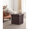 imageSONGMICS MAZIE Collection  43 Inches Folding Storage Ottoman Bench Ottoman with Storage Foot Rest Stool Load 660 lb for Living Room Synthetic Leather White ULSF702Brown