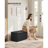 imageSONGMICS MAZIE Collection  43 Inches Folding Storage Ottoman Bench Ottoman with Storage Foot Rest Stool Load 660 lb for Living Room Synthetic Leather White ULSF702Black