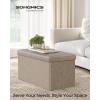 imageSONGMICS MAZIE Collection  43 Inches Folding Storage Ottoman Bench Ottoman with Storage Foot Rest Stool Load 660 lb for Living Room Synthetic Leather White ULSF702Camel Brown