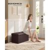 imageSONGMICS MAZIE Collection  43 Inches Folding Storage Ottoman Bench Ottoman with Storage Foot Rest Stool Load 660 lb for Living Room Synthetic Leather White ULSF702Brown