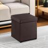 imageSONGMICS MAZIE Collection  43 Inches Folding Storage Ottoman Bench Ottoman with Storage Foot Rest Stool Load 660 lb for Living Room Synthetic Leather White ULSF702Brown