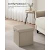 imageSONGMICS MAZIE Collection  43 Inches Folding Storage Ottoman Bench Ottoman with Storage Foot Rest Stool Load 660 lb for Living Room Synthetic Leather White ULSF702Camel Brown