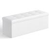 imageSONGMICS MAZIE Collection  43 Inches Folding Storage Ottoman Bench Ottoman with Storage Foot Rest Stool Load 660 lb for Living Room Synthetic Leather White ULSF702White
