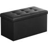 imageSONGMICS MAZIE Collection  43 Inches Folding Storage Ottoman Bench Ottoman with Storage Foot Rest Stool Load 660 lb for Living Room Synthetic Leather White ULSF702Black