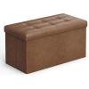imageSONGMICS MAZIE Collection  43 Inches Folding Storage Ottoman Bench Ottoman with Storage Foot Rest Stool Load 660 lb for Living Room Synthetic Leather White ULSF702Coffee Brown