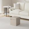 imageSONGMICS MAZIE Collection  43 Inches Folding Storage Ottoman Bench Ottoman with Storage Foot Rest Stool Load 660 lb for Living Room Synthetic Leather White ULSF702Camel Brown