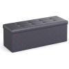 imageSONGMICS MAZIE Collection  43 Inches Folding Storage Ottoman Bench Ottoman with Storage Foot Rest Stool Load 660 lb for Living Room Synthetic Leather White ULSF702Dark Gray