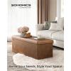 imageSONGMICS MAZIE Collection  43 Inches Folding Storage Ottoman Bench Ottoman with Storage Foot Rest Stool Load 660 lb for Living Room Synthetic Leather White ULSF702Coffee Brown