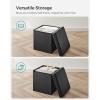 imageSONGMICS MAZIE Collection  43 Inches Folding Storage Ottoman Bench Ottoman with Storage Foot Rest Stool Load 660 lb for Living Room Synthetic Leather White ULSF702Black