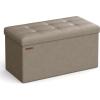 imageSONGMICS MAZIE Collection  43 Inches Folding Storage Ottoman Bench Ottoman with Storage Foot Rest Stool Load 660 lb for Living Room Synthetic Leather White ULSF702Camel Brown