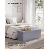 imageSONGMICS MAZIE Collection  43 Inches Folding Storage Ottoman Bench Ottoman with Storage Foot Rest Stool Load 660 lb for Living Room Synthetic Leather White ULSF702Light Gray