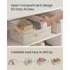 imageSONGMICS Set of 6 Storage Baskets Foldable Storage Bins Fabric Boxes 157 x 118 x 79 Inches Closet Storage Organizers 3 Handles for Bedroom Living Room Cattail Gray URFB0140G01Sand Beige