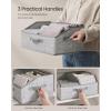 imageSONGMICS Set of 6 Storage Baskets Foldable Storage Bins Fabric Boxes 157 x 118 x 79 Inches Closet Storage Organizers 3 Handles for Bedroom Living Room Cattail Gray URFB0140G01Cattail Gray