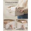 imageSONGMICS Set of 6 Storage Baskets Foldable Storage Bins Fabric Boxes 157 x 118 x 79 Inches Closet Storage Organizers 3 Handles for Bedroom Living Room Cattail Gray URFB0140G01Sand Beige