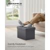 imageSONGMICS Small Folding Storage Ottoman Foot Rest Stool Cube Footrest Synthetic Leather 122 x 161 x 122 Inches 286 lb Capacity for Living Room Bedroom Dorm Coffee Brown ULSF100K01Dark Gray