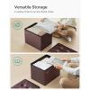 imageSONGMICS Small Folding Storage Ottoman Foot Rest Stool Cube Footrest Synthetic Leather 122 x 161 x 122 Inches 286 lb Capacity for Living Room Bedroom Dorm Coffee Brown ULSF100K01Chestnut Brown