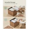 imageSONGMICS Small Folding Storage Ottoman Foot Rest Stool Cube Footrest Synthetic Leather 122 x 161 x 122 Inches 286 lb Capacity for Living Room Bedroom Dorm Coffee Brown ULSF100K01Coffee Brown