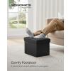 imageSONGMICS Small Folding Storage Ottoman Foot Rest Stool Cube Footrest Synthetic Leather 122 x 161 x 122 Inches 286 lb Capacity for Living Room Bedroom Dorm Coffee Brown ULSF100K01Ink Black